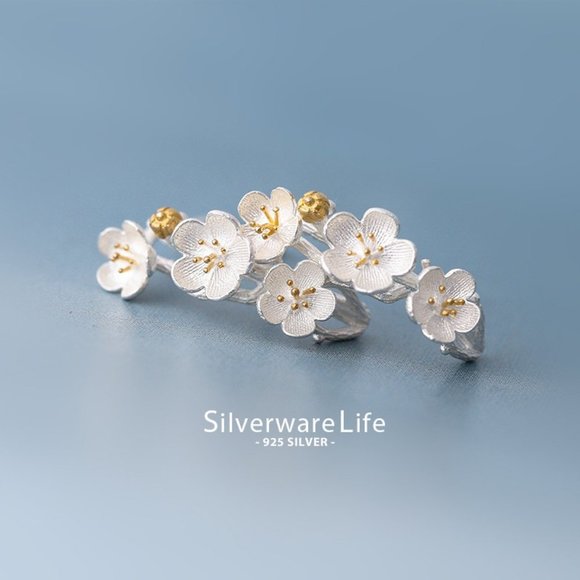 Jewelry - NEW 925 Sterling Silver Flower Climber Earrings